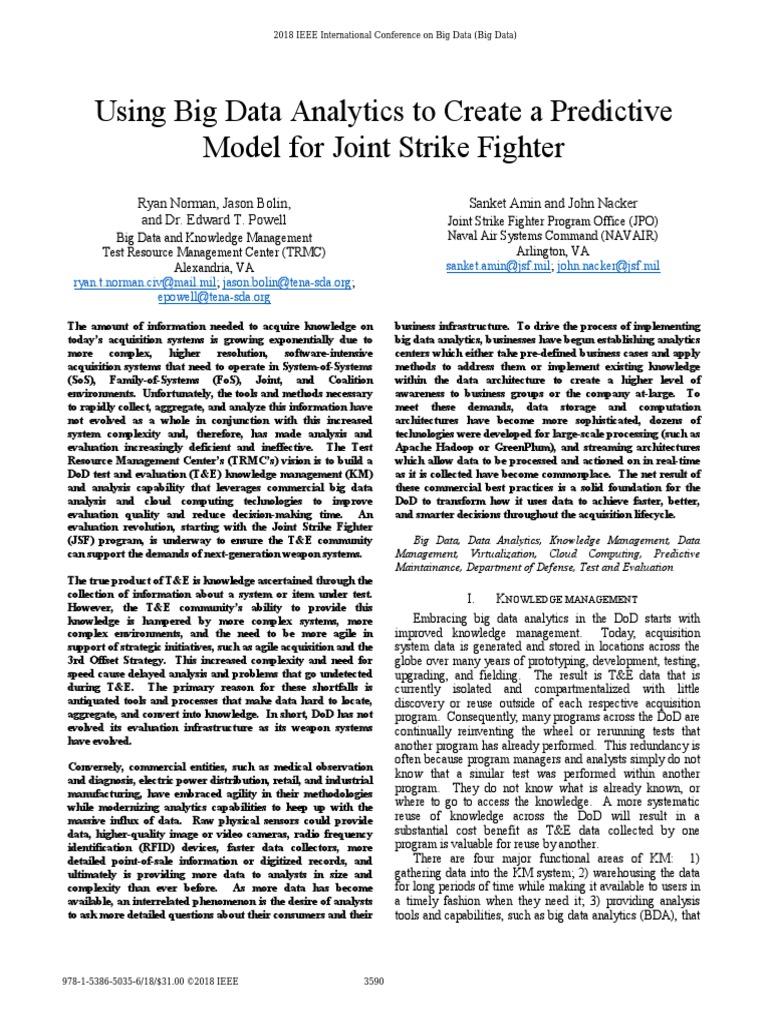 Using Big Data Analytics To Create A Predictive Model For Joint Strike ...