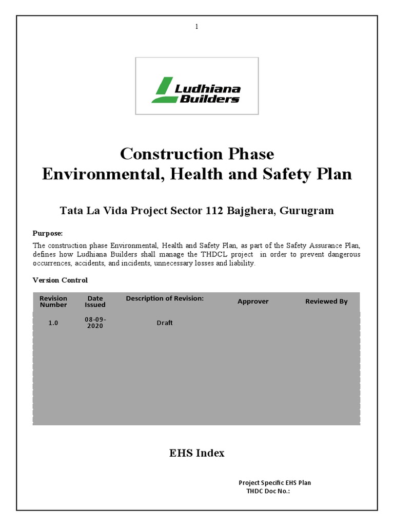 EHS Plan for Tata La Vida Construction | PDF | Occupational Safety And ...