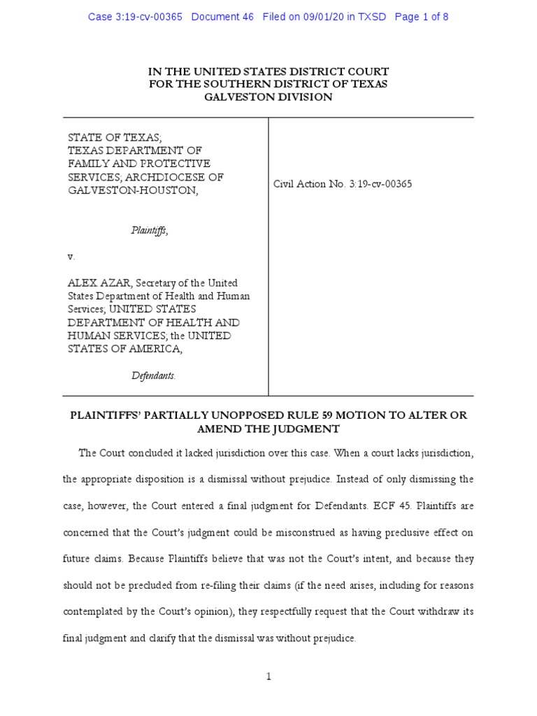 Motion To Alter or Amend Judgment PDF Prejudice (Legal Term) Judgment (Law)