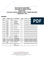 Facultad de Ingeniería Tecnología en Obras Civiles Presencial Segundo Previo, Examen Final Y Habilitaciones I Semestre 2020 Primero