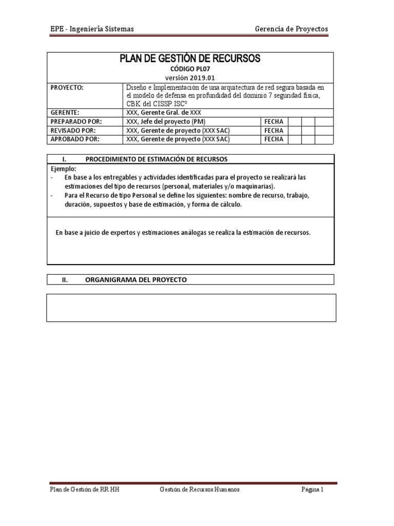 Plan de Gestión de Recursos Humanos | PDF | Gestión de recursos humanos ...