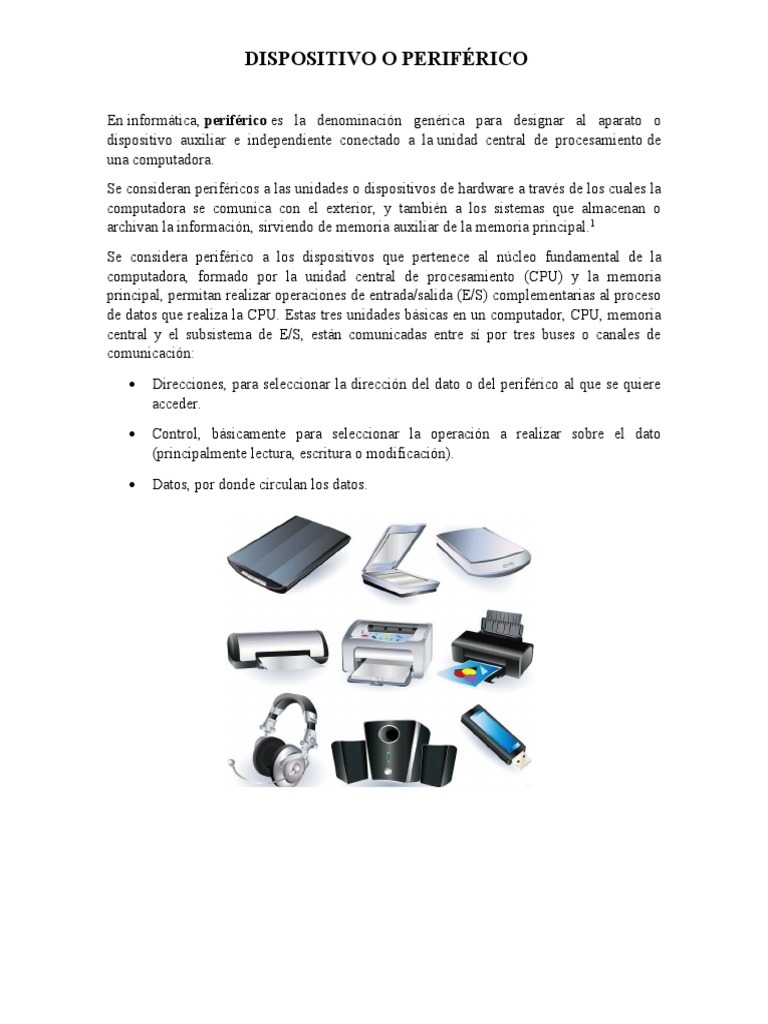 Tipos de periféricos en informática | PDF | Periférico | Hardware de la ...