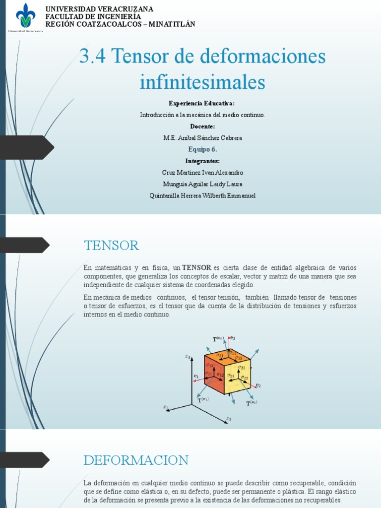 3.4 Tensor de Deformaciones Infinitesimales PDF Deformación