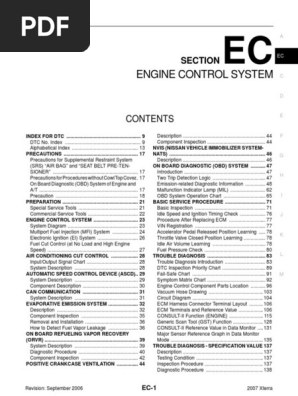 Nissan Xterra 08 Engine Control Pdf Pdf Throttle Vehicle Technology