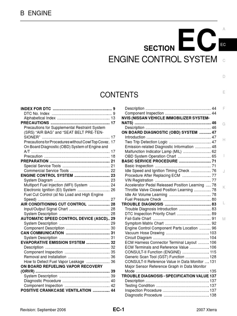 Nissan Xterra 08 Engine Control Pdf Pdf Throttle Vehicle Technology