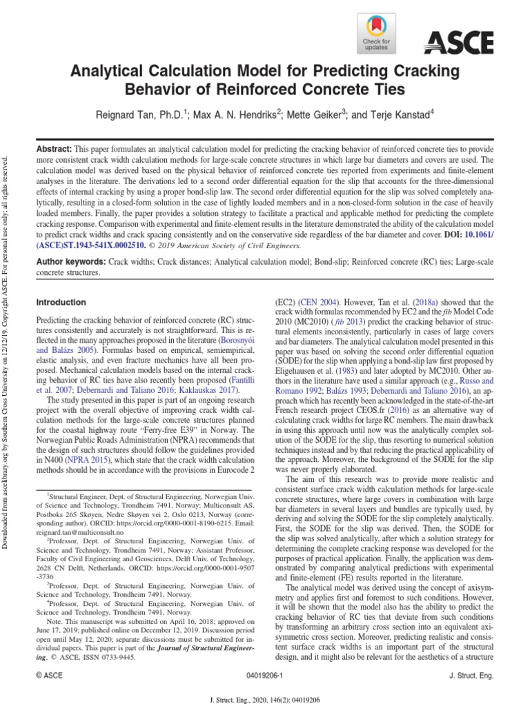 Analytical Calculation Model For Predicting Cracking Behavior of ...