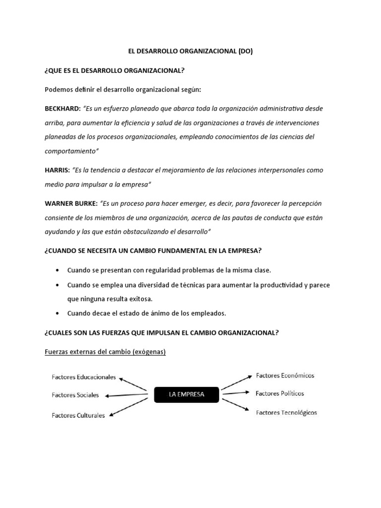 El Desarrollo Organizacional | PDF | Desarrollo organizacional | Economias