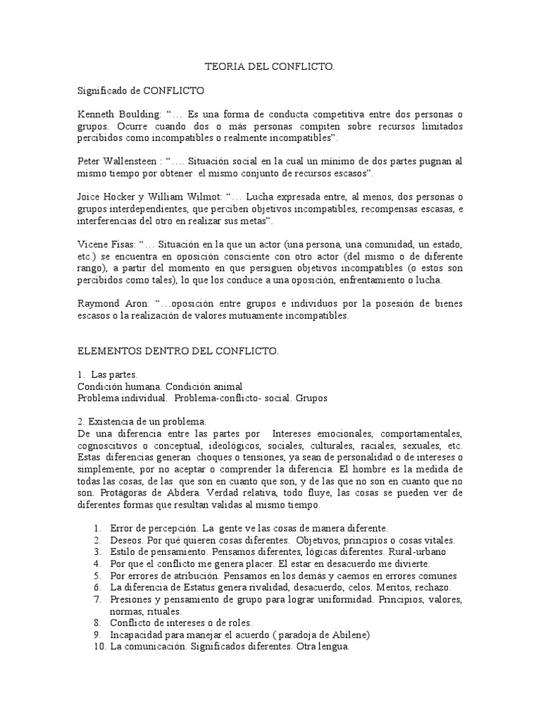 Ejemplos y Teoría del Conflicto | PDF | Paz | Violencia