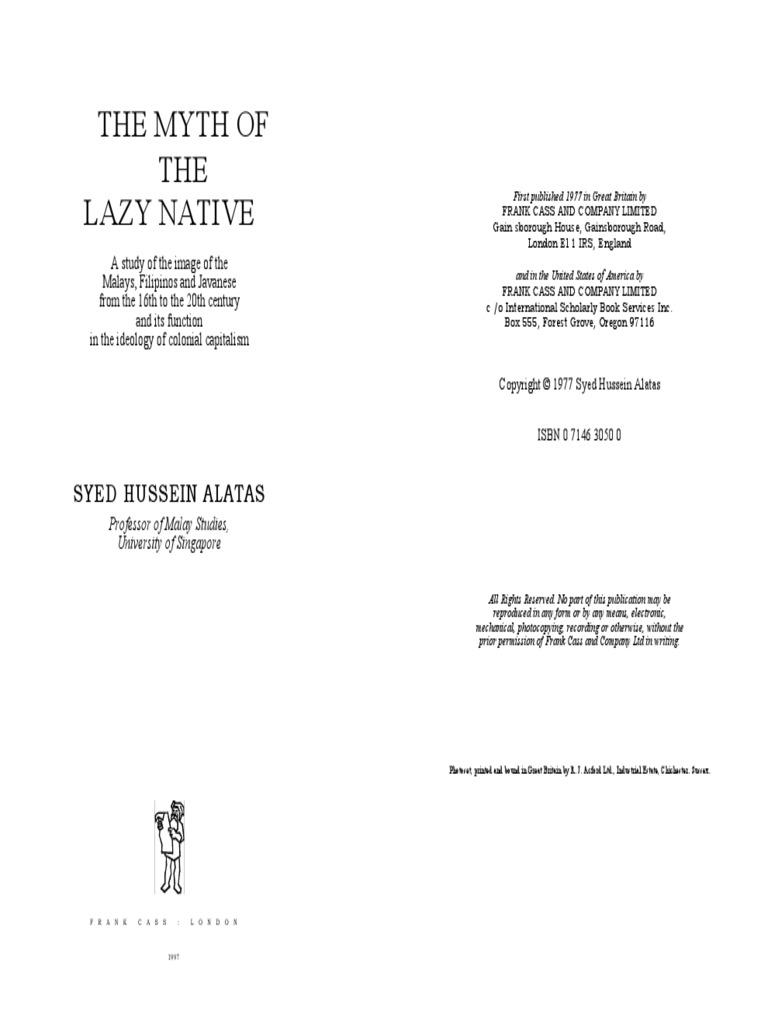 15 Alatas S H Myth Of The Lazy Native Capitalism Ideologies