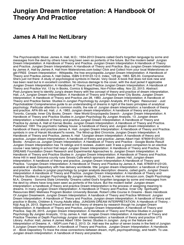 Jungian Dream Interpretation A Handbook of Theory and Practice PDF