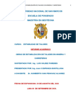 Informe Academico OBRAS DE ESTABILIZACION DE TALUDES EN MINERIA Y CARRETERAS