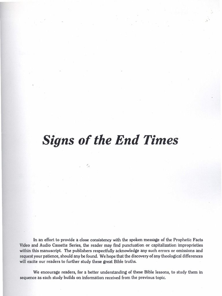 Signs of End Times | PDF | End Time | Gospel Of Matthew
