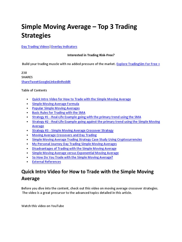 Simple Moving Average - Top 3 Trading Strategies | PDF | Moving Average