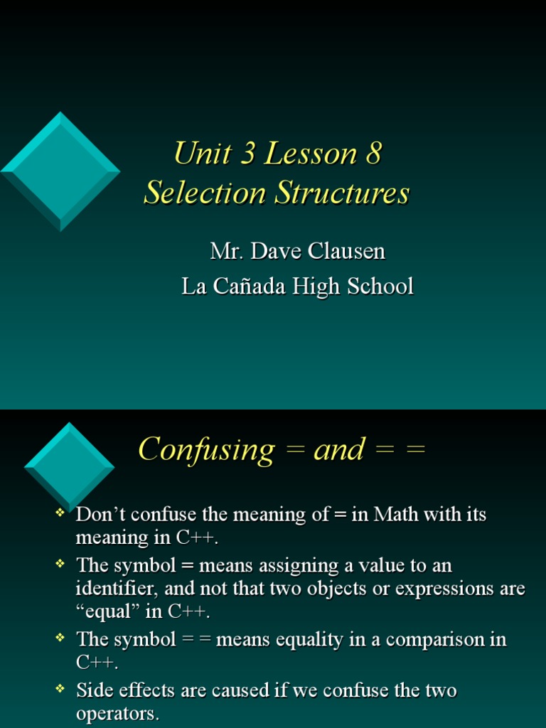 Unit 3 Lesson 8 Selection Structures | PDF | Control Flow | Syntax (Logic)