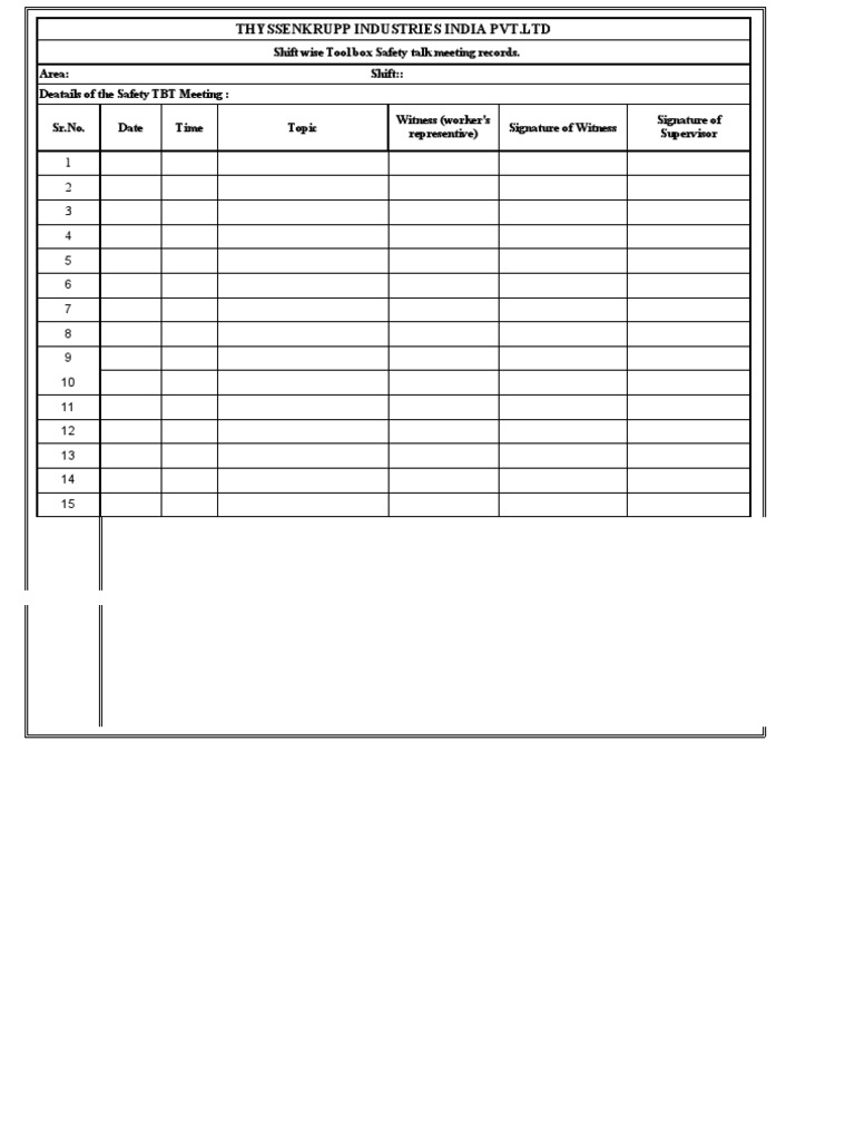 Safety Tool Box Talk PDF