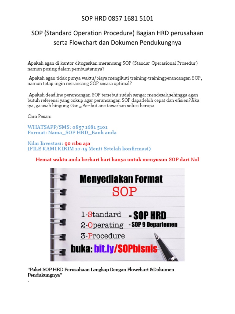 SOP HRD Standard Operation Procedure | PDF | Karier & Perkembangan | Bisnis