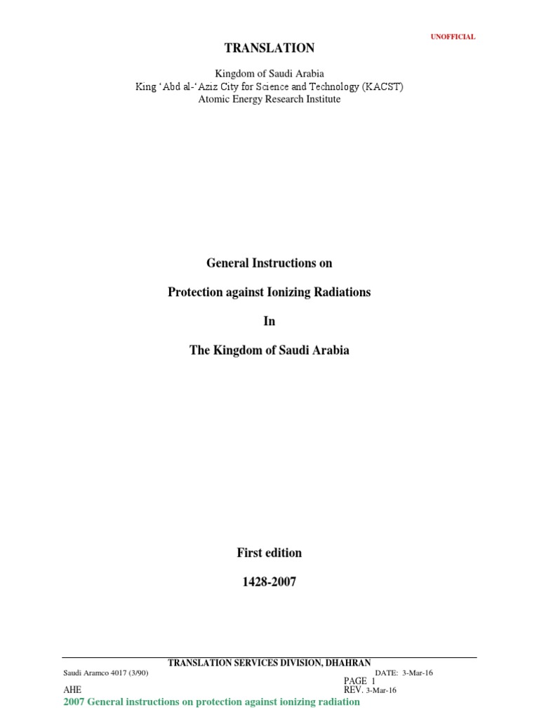 General Instructions On Protection Against Ionizing Radiations PDF