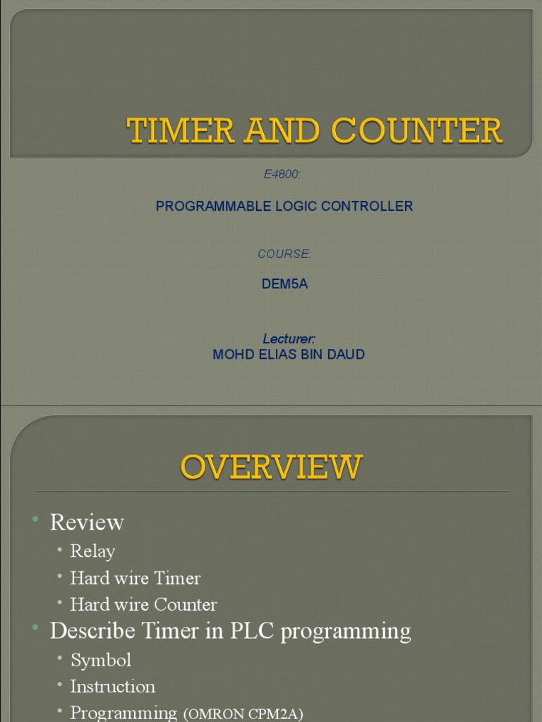 PLC Programming: Timers & Counters Guide | PDF