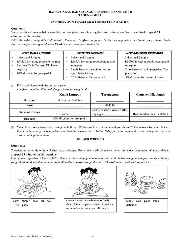 Information Transfer & Formatted Writing and Guided Writing | PDF ...