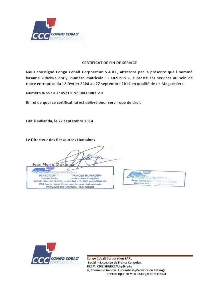 Attestation CCC | PDF