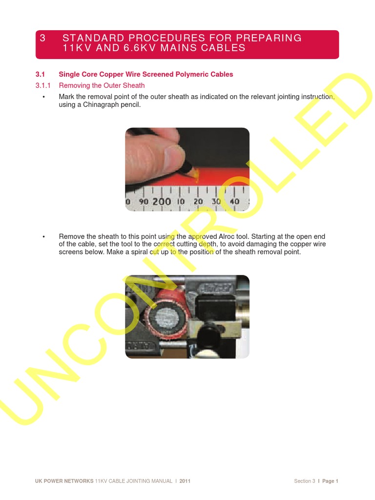 UKPN 11kV 6 6kV HV Cable Jointing Preparation and Installation Manual ...