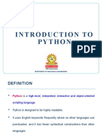 Introduction To Python: Department of Mechanical Engineering