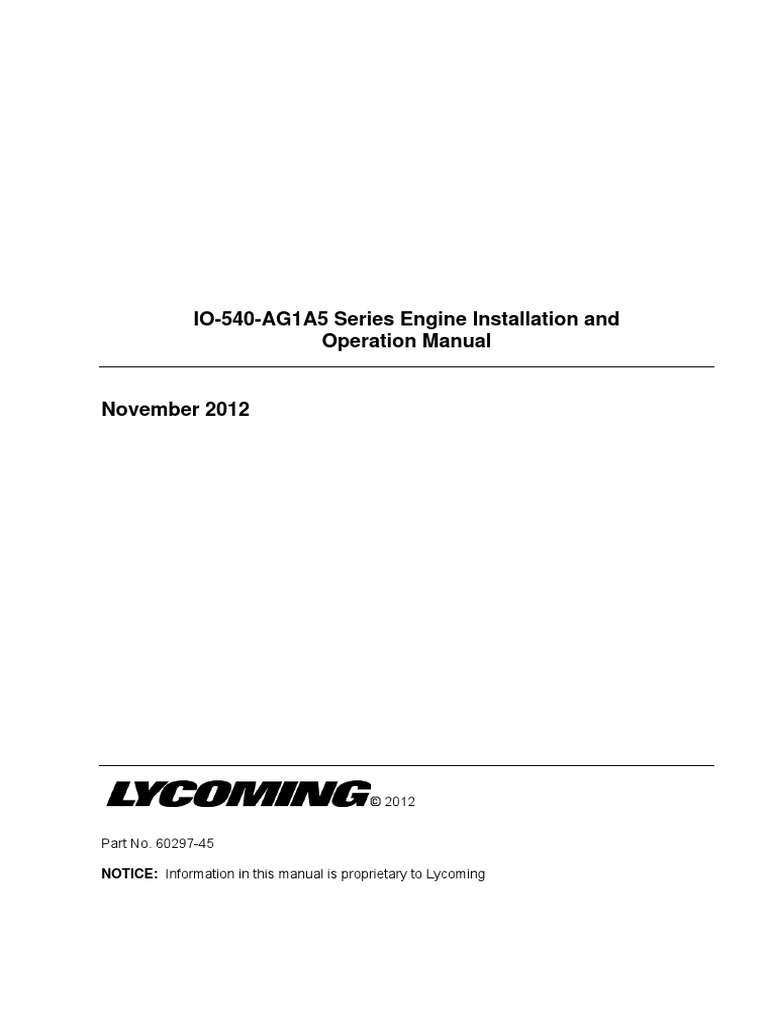 IO540AG1A5 Series Engine Installation and Operation Manual PDF