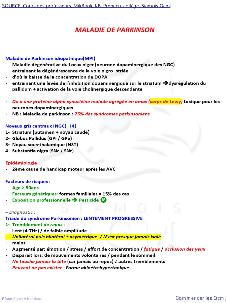 3 - Maladie de Parkinson | PDF | Maladie de Parkinson | Médecine ...