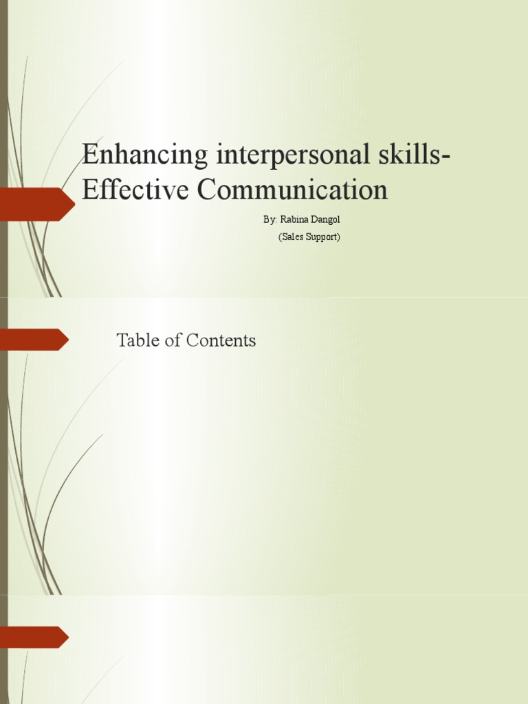 Enhancing Interpersonal Skills - Effective Communication | PDF
