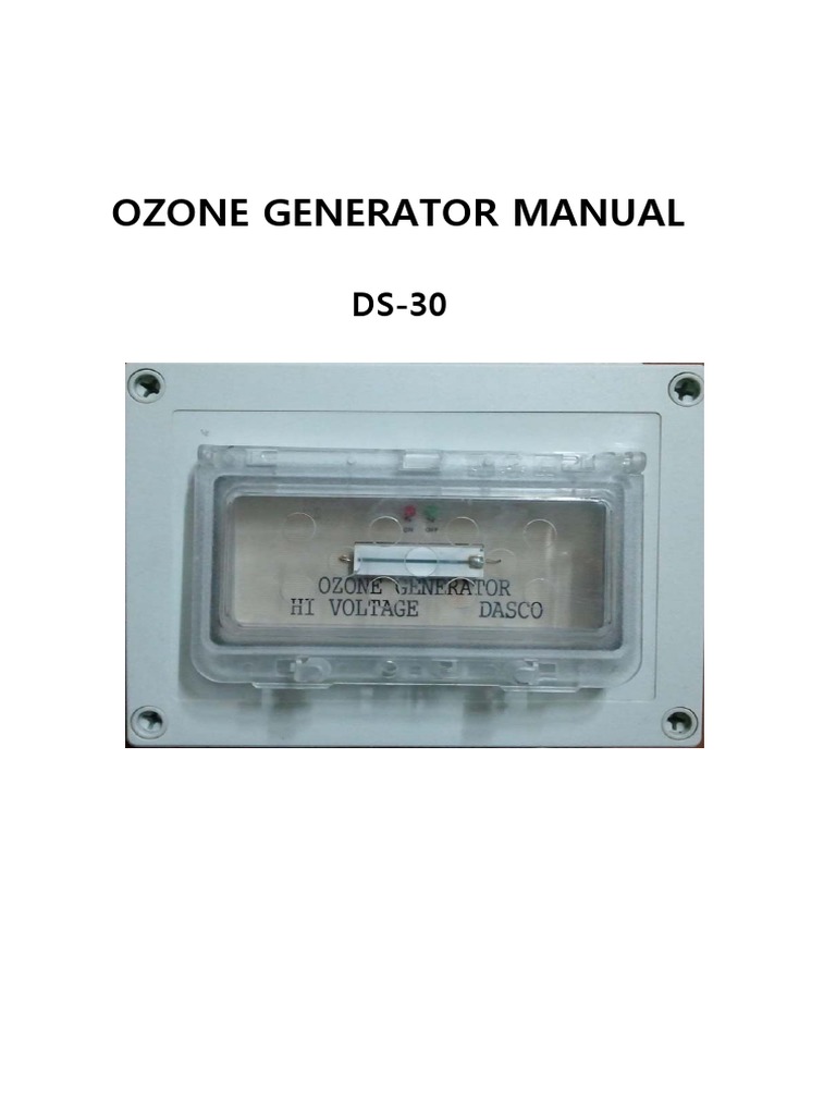 Ozone Generator Manual (DS30) PDF Electric Generator Physical