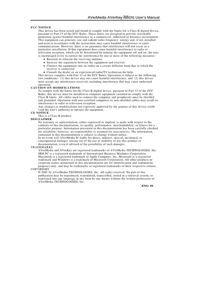 AVerKey IMicro User Manual | PDF | Computer Monitor | Electromagnetic ...