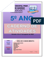 Caderno de Atividades de Agosto - 5º Anos PDF