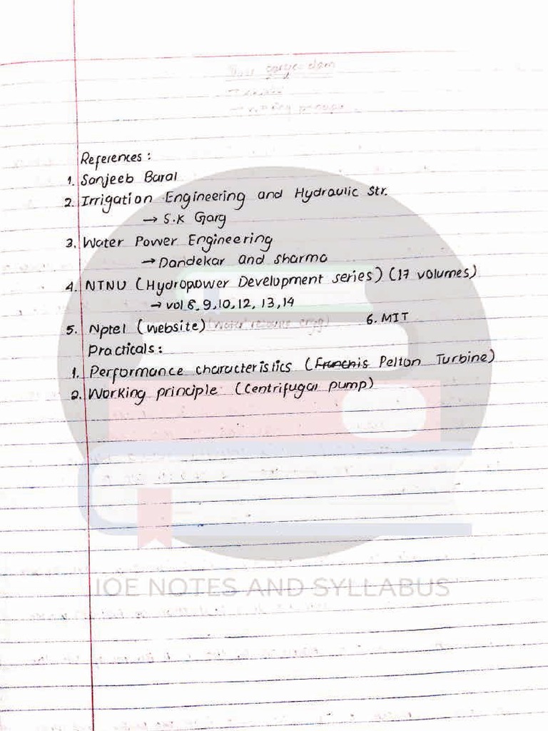 Hydropower Engineering Handwritten Notes Pdf Pdf
