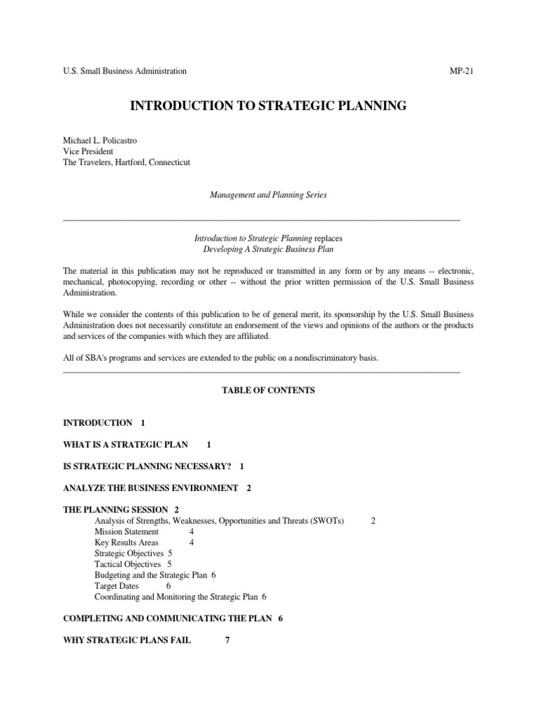 Introduction to Strategic Planning Guide | PDF | Swot Analysis ...