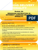 Module 3A: Designing Instruction in Different Learning Delivery Modality