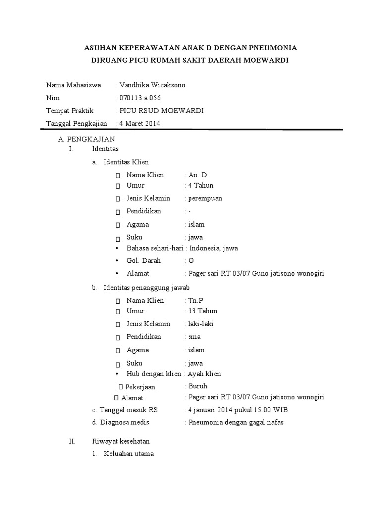 Asuhan Keperawatan Pneumonia Anak 4 Tahun | PDF | Kesehatan Holistik