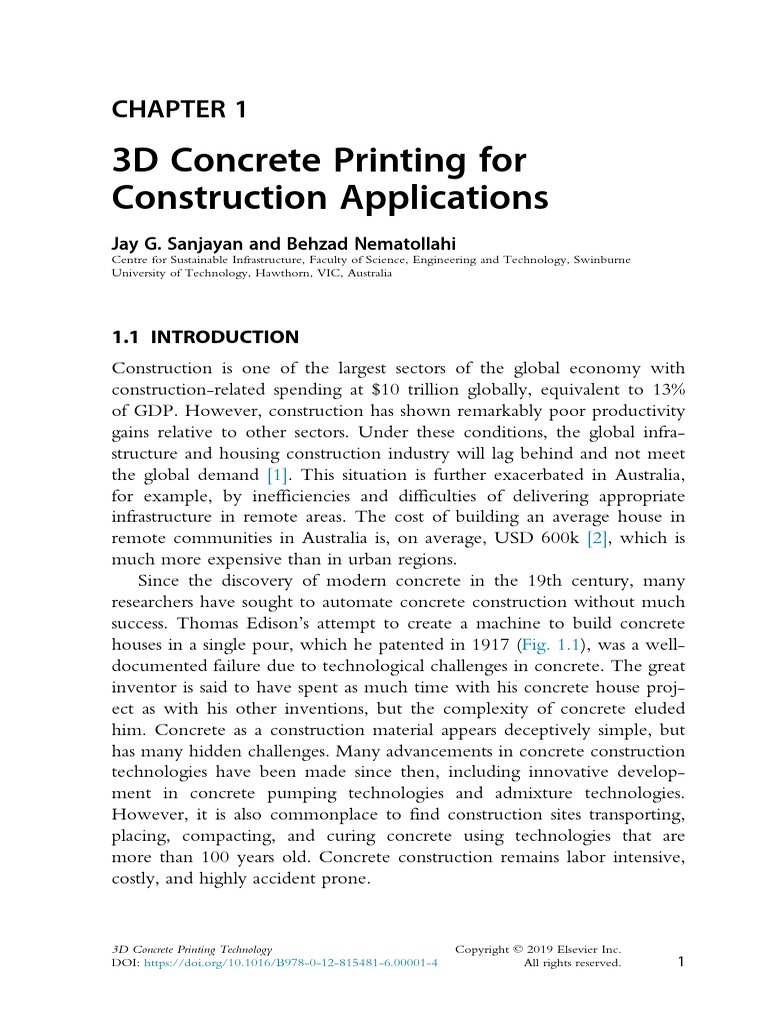 3D Concrete Printing For Construction Applications | PDF | 3 D Printing ...