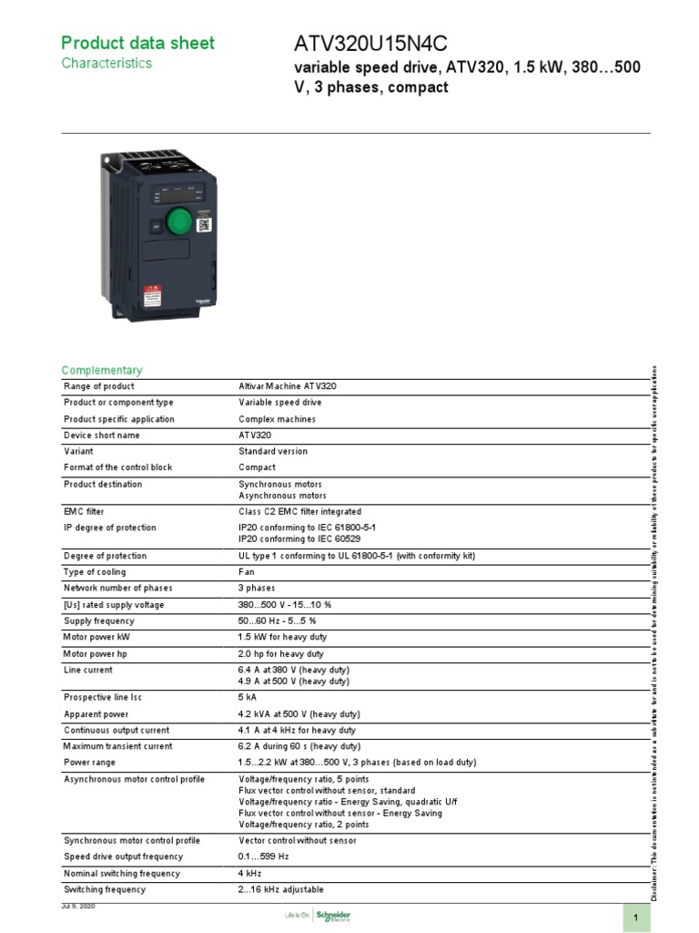 ATV320 Variable Speed Drive Overview | PDF | Electric Motor | Power Supply