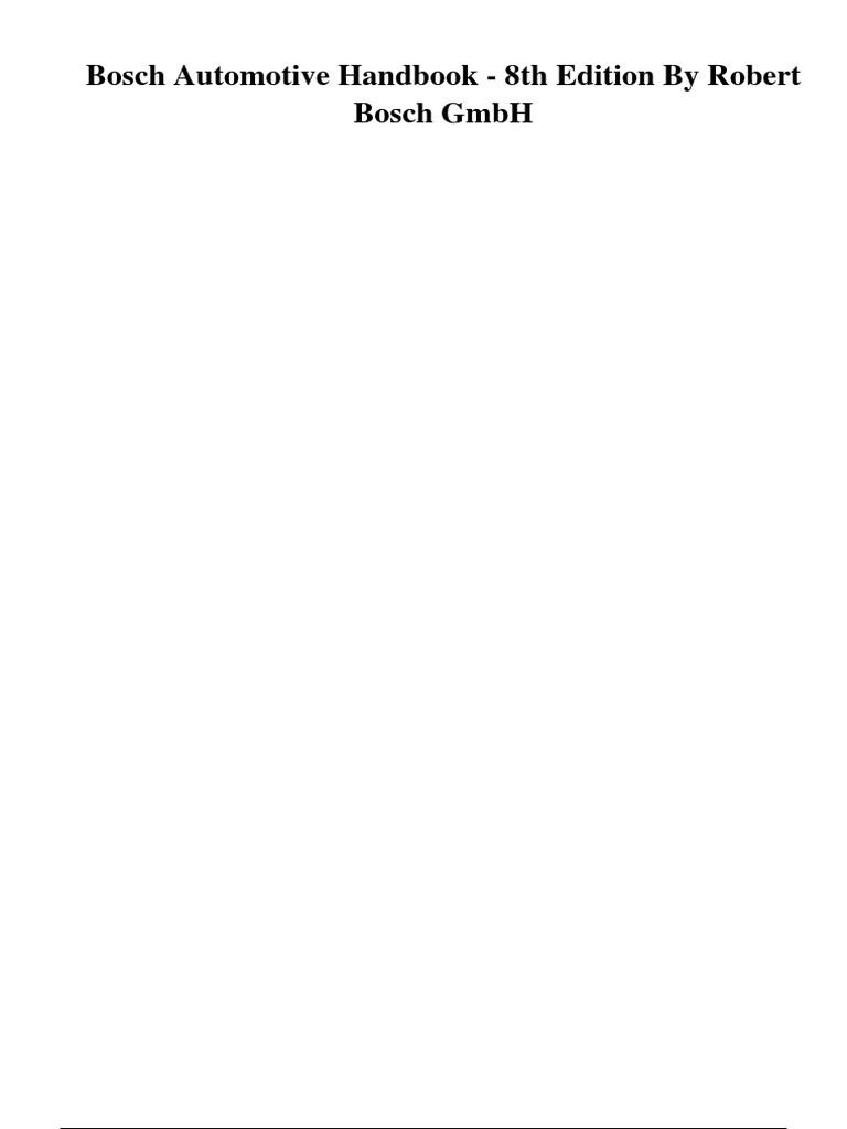 Bosch Automotive Handbook 8th Edition by Robert Bosch PDF PDF Books