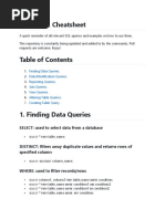 Quick SQL Cheatsheet: SELECT: Used To Select Data From A Database