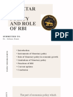 Monetar Y Policy and Role of Rbi: Submitted To-Presented by