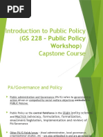 Introduction To Public Policy (GS 228 - Public Policy Capstone Course