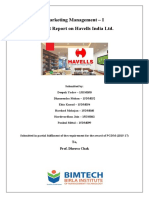 Marketing Management - I Project Report On Havells India LTD