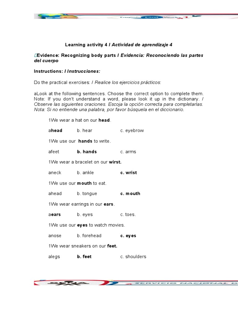 Learning Activity 4 / Actividad de Aprendizaje 4 Evidence: Recognizing ...