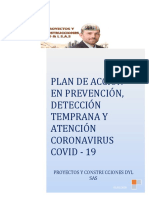 Plan de Acción de Prevención, Detección Temprana y Atención Coronavirus Covid - 19 Proyectos y Contrucciones Dyl Sas