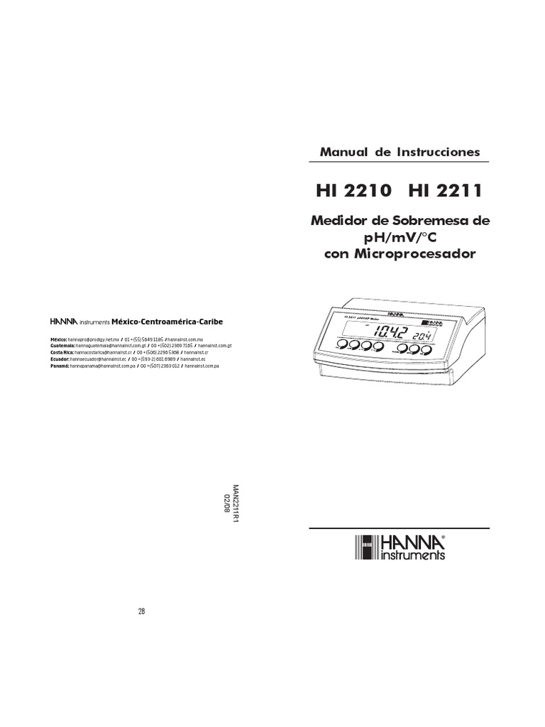 Man Esp HI2210 HI2211 | PDF | Solución tampón | Ph