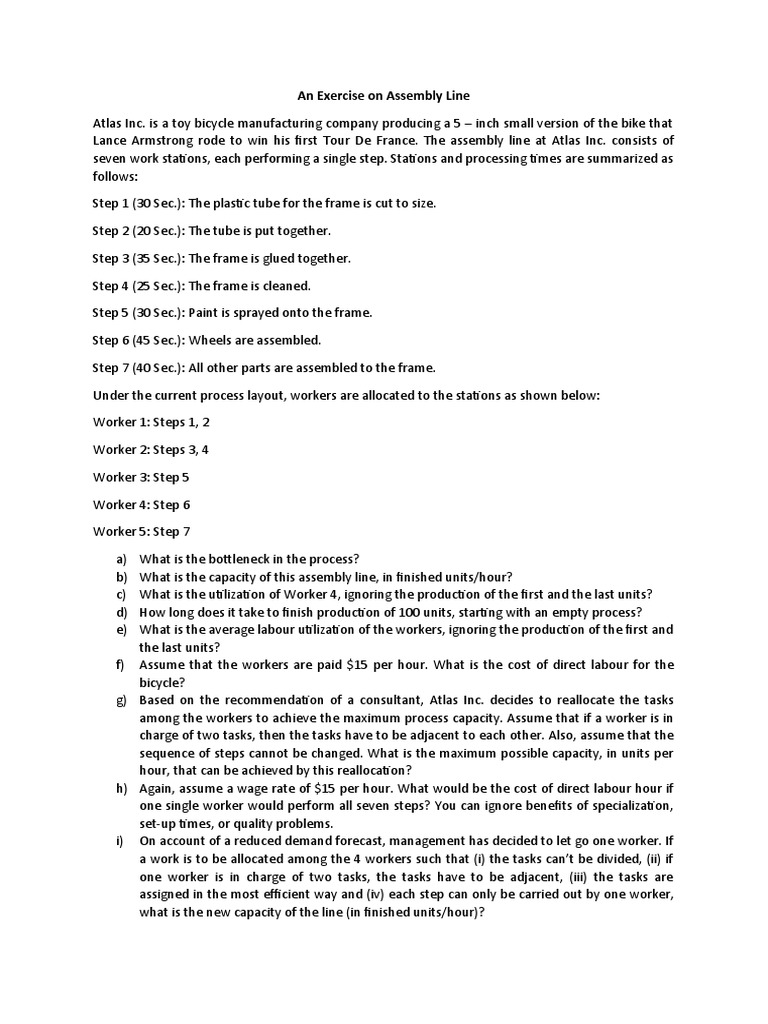 Assembly Line Optimization Task | PDF | Labour Economics | Production ...