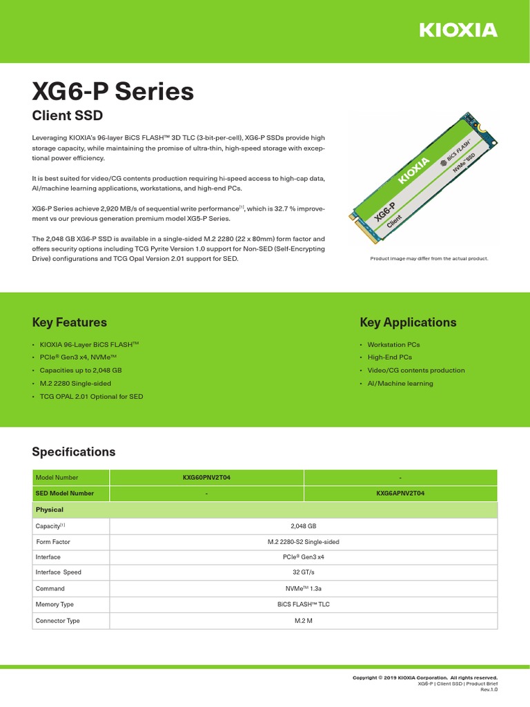 Kioxia SSD XG6-P Product Brief | PDF | Solid State Drive | Flash Memory