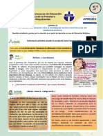 ACTIVIDAD de 5to - Semana 20 - Reflexionamos Sobre La Moralidad de Las Enociones para Una Convivencia Armónica