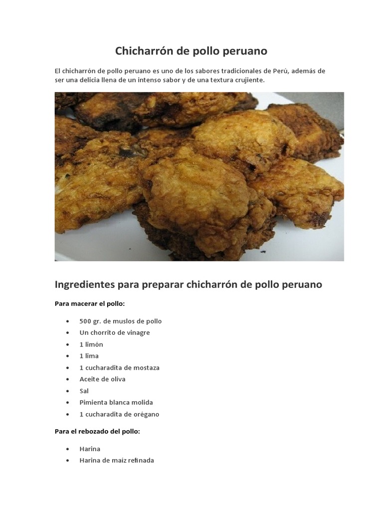 Chicharrón de Pollo Peruano | PDF | Caldo | Salsa